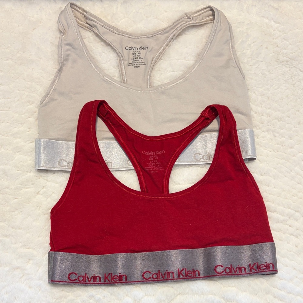 Calvin Klein Red and Cream Sports Bras small